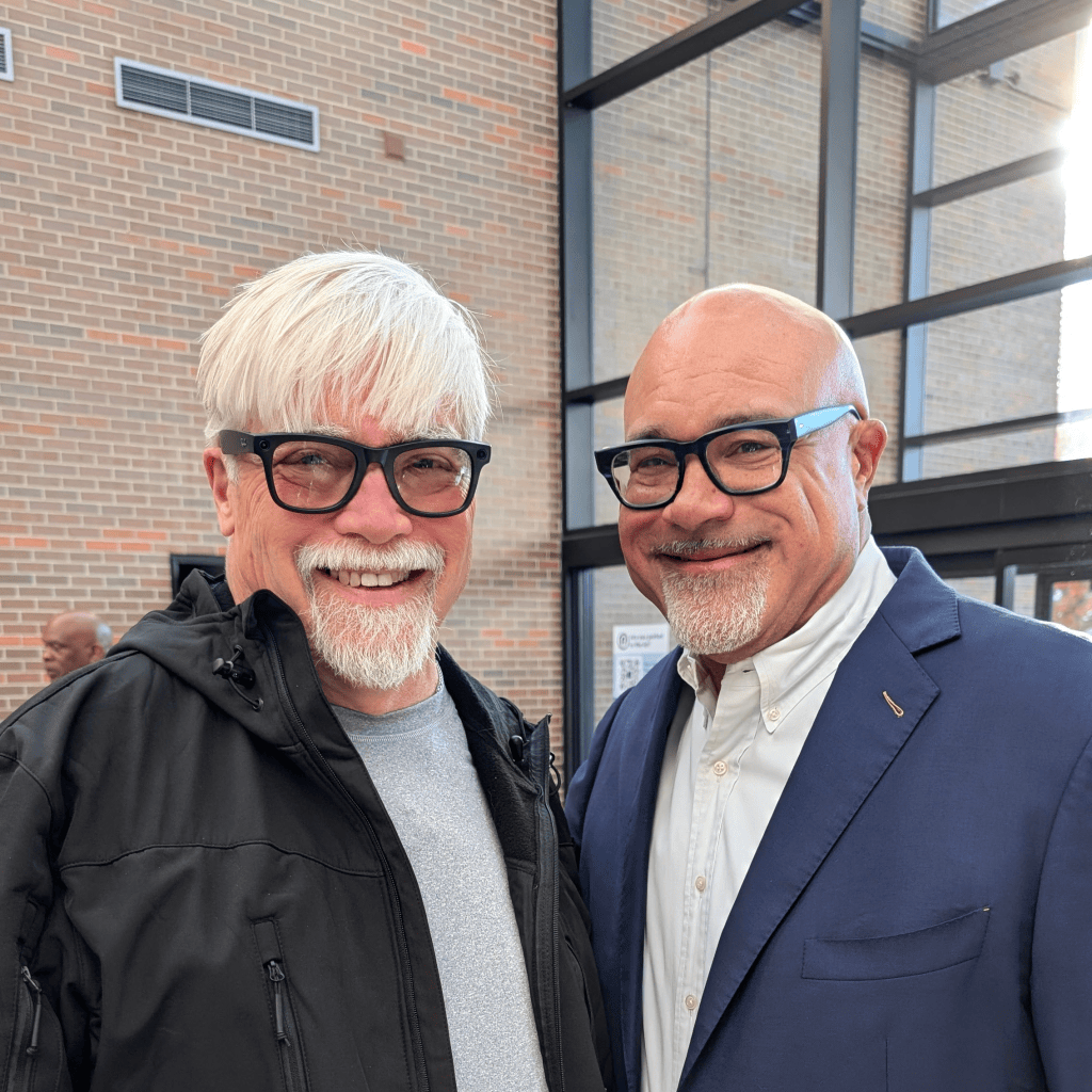 Todd Lohenry with former Notre Dame star Chris Zorich at the Dynasty Sports Film Festival in South Bend's Century Center